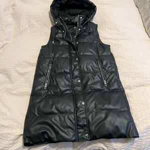 Zara long faux leather vest